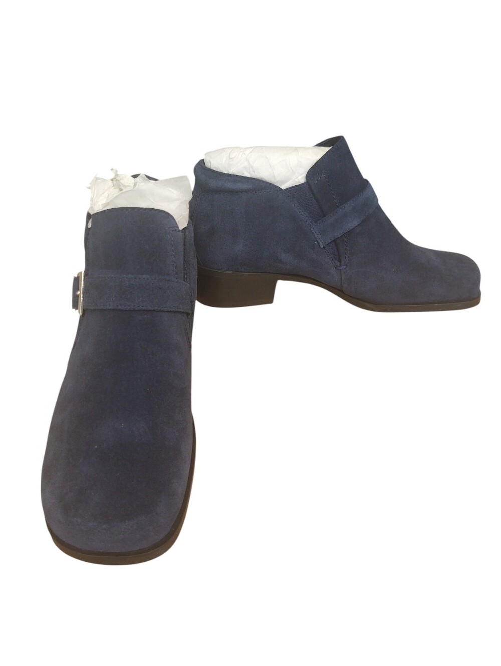 New Markon Women's Navy Suede Ankle Boot with Buckle Size 8